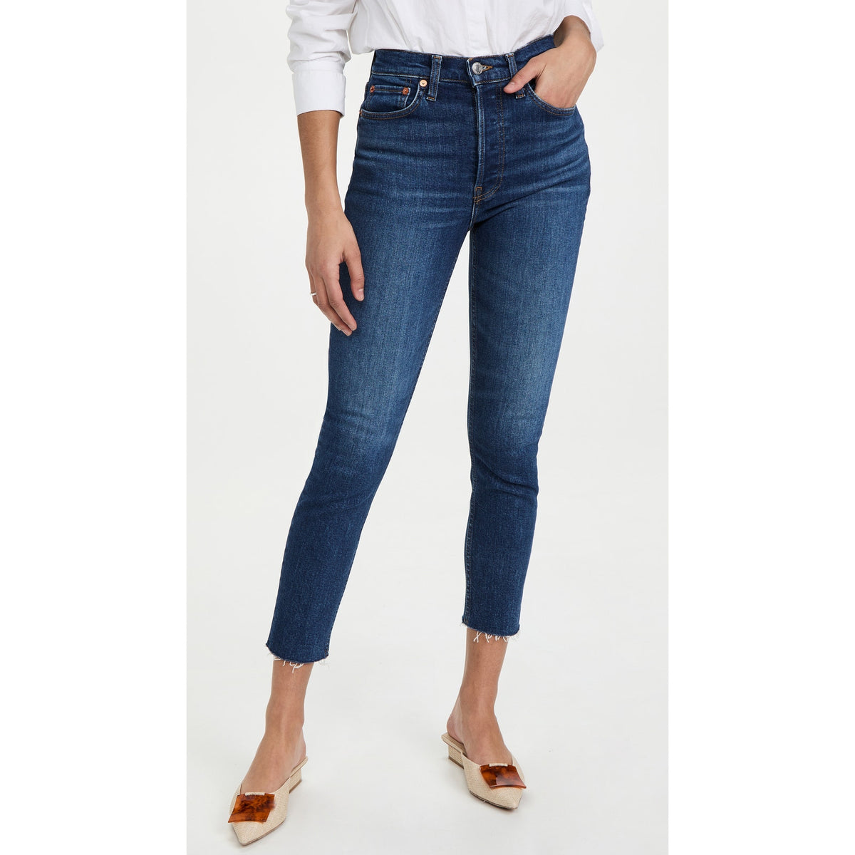 Re/Done '90S' Blue Cotton High Rise Jeans Size 30