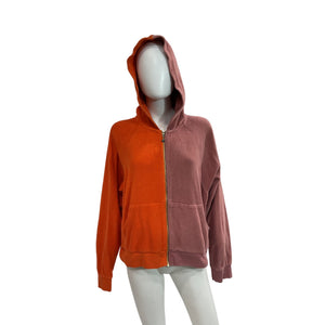 Donni Colorblock Rhubarb Papaya Duo Zip Up Hoodie Size XXL