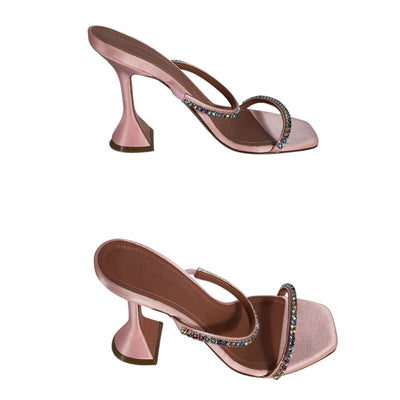 Amina Muaddi Sparkling Pink Gilda Sandals Size 5