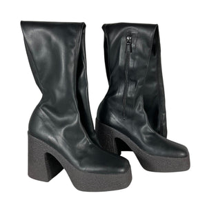 Stella Mccartney Sleek Black Thigh High Platform Boots Size EU 39 / US 9
