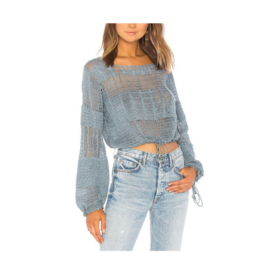 Tularosa Crochet Blue Sage Willow Pullover Sweater Size L