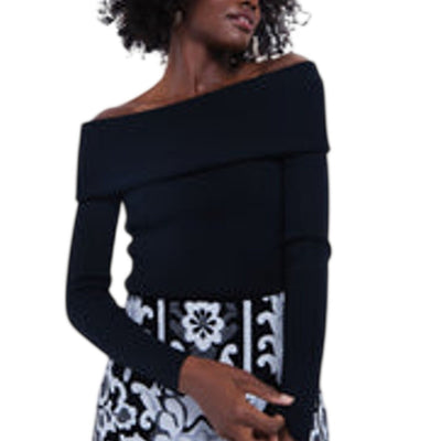 Tuckernuck Ribbed Black Adrianna Off-The-Shoulder Top Size M NWT