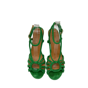 Sézane 'Gloria' Green Suede Sandals Size 9