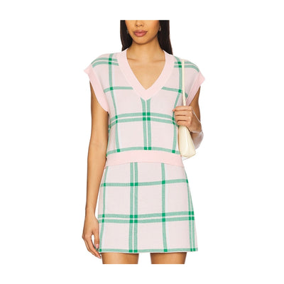Favorite Daughter Plaid Pink Veronica Knit Top Size M