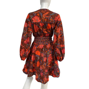 Farm Rio Floral Brown Button-Front Dress Size S