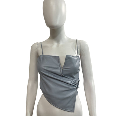 Nanushka Asymmetric Sky Blue Cosimo Wrap Top Size XS