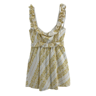 For Love And Lemons Ruffled Yellow Lucie Swing Mini Dress Size XXS