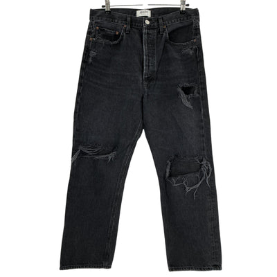 Agolde Distressed Black 90's Crop Denim Jeans Size 28