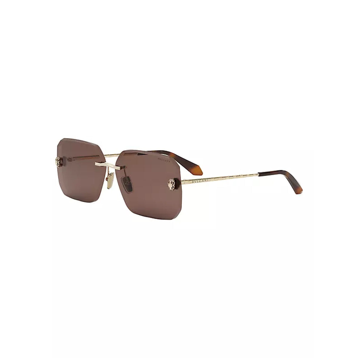 Bvlgari Rectangular Gold Brown Serpenti Sunglasses Size 62mm