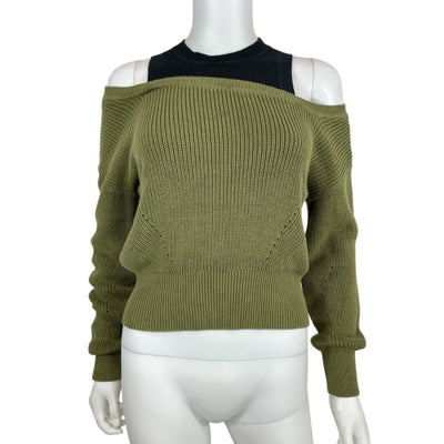 Veronica Beard Off Shoulder Green Prescott Sweater Size S