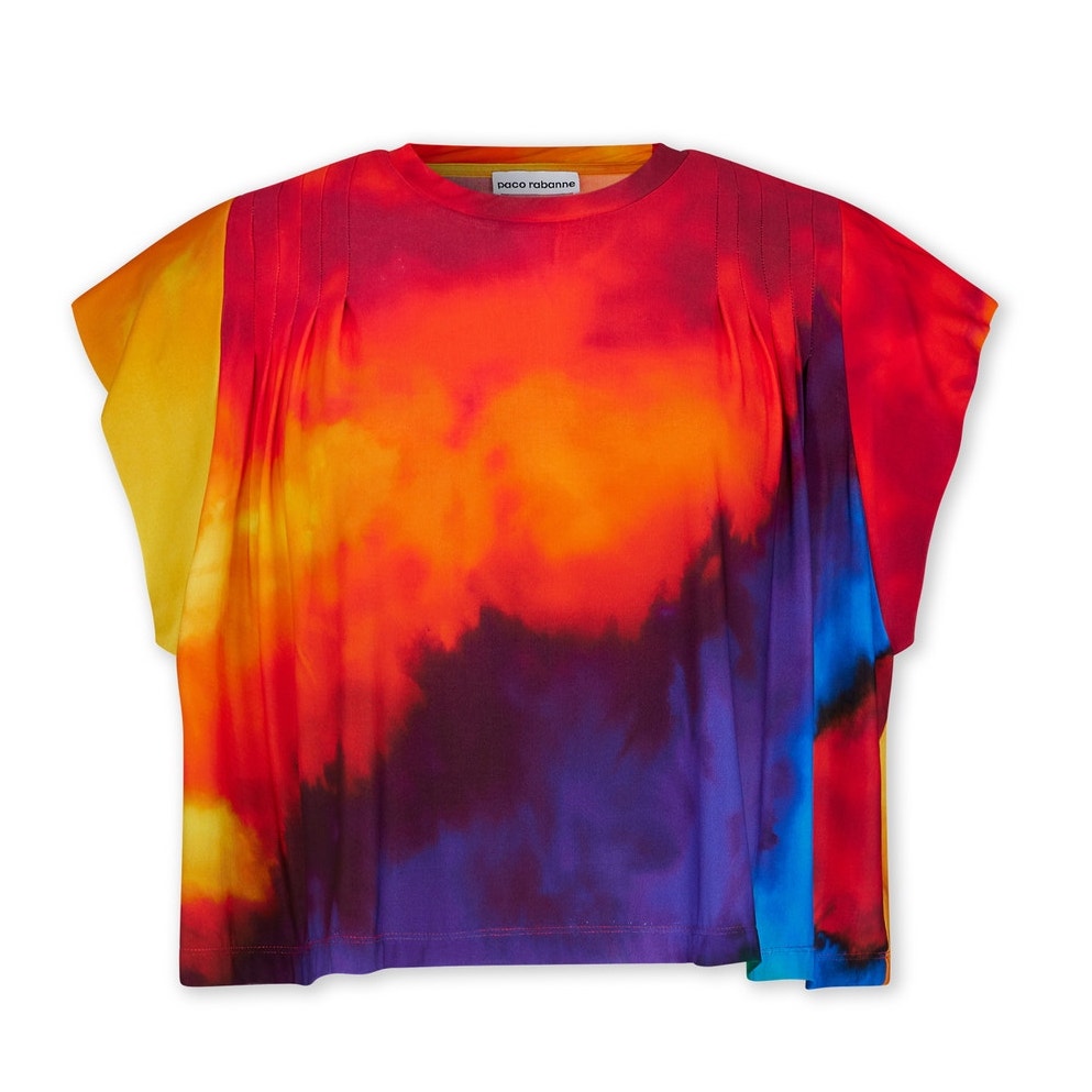 Paco Rabanne Printed Multicolor Cropped Tee Size M NWT