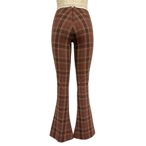 Knwls Tailored Brown Plaid Flare Pants Size 8