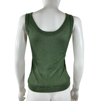Lemaire Ribbed Green Scoop Neck Tank Top Size S