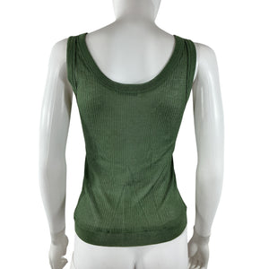 Lemaire Ribbed Green Scoop Neck Tank Top Size S