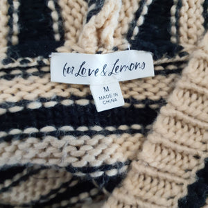 For Love & Lemons Striped Beige Elyse Size M Hoodie