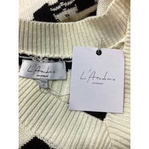 L'Academie Checked White And Black Evran Sweater Size M NWT