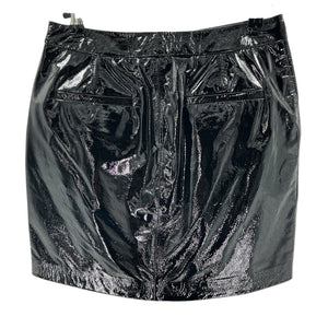 L'Agence Glossy Black Lamb Leather Mini Skirt Size 4