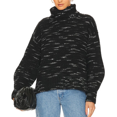 Varley Marled Black Turtleneck Sweater Size S