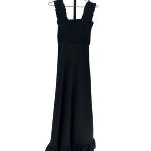 Ganni Ruffled Black Crepe Maxi Dress Size 32