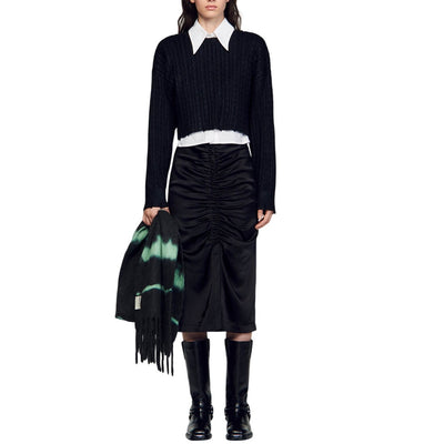 Sandro Textured Black Cropped Sweater Size 1