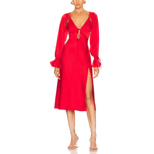 L'Academie Sleek Bright Red Connor Midi Dress Size XXS
