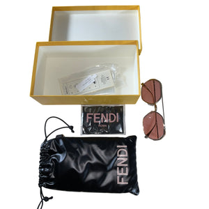 Fendi Geometric Shiny Gold Bordeaux Olock Sunglasses