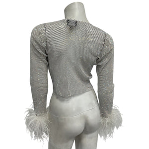 Santa Brands Embellished Cream Feathers Top Size XS / S