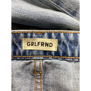 Grlfrnd Distressed Point Loma Karolina Petite High Rise Straight Crop Denim Jeans Size 26