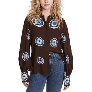 Alexis Printed Sapphire Brown Merlin Blouse Size XS