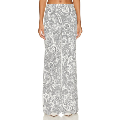 Etro Paisley Blanco Wide Leg Trousers Size IT 40 / US 4 NWT