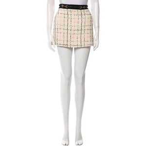 Gucci Textured Ivory Tweed Check Mini Skirt Size US 6 / IT 42
