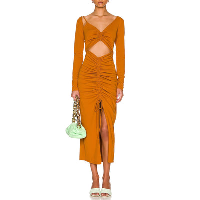 Nicholas Ruched Burnt Orange Shayla Dress Size 4