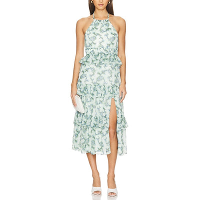 Likely Ruffled Green Dyana Midi Dress Size 00