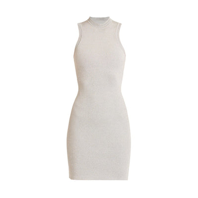 Victoria Beckham Glittery Silver Body-Con Mini Dress Size 4 Uk (0 Us)