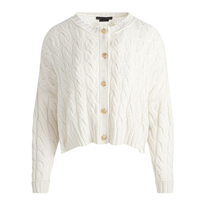 Neiman Marcus Cable Knit Beige Cecilie Cardigan Size M