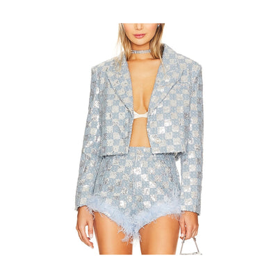 Line & Dot Sequined Blue Skylar Jacket Size M