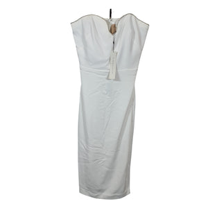 Ml Monique Lhuillier Embellished Ivory Strapless Crepe Midi Size 8 Dress NWT