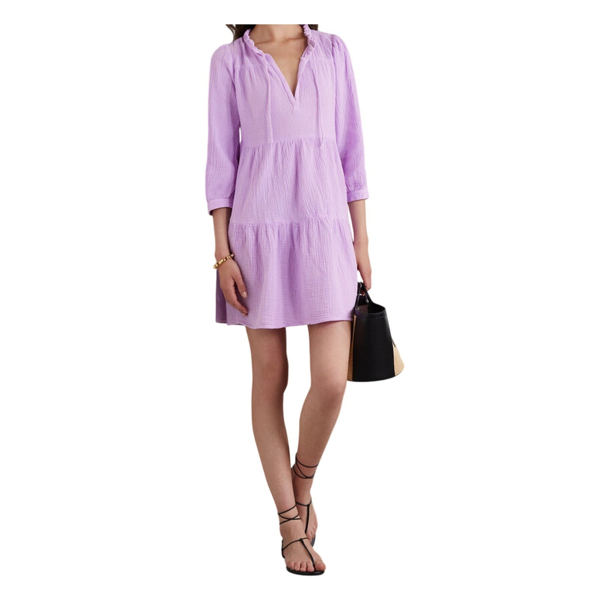 Honorine Ruffled Purple Giselle Mini Size S Dress
