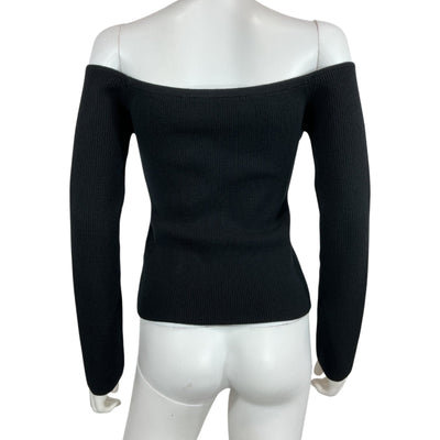 Helmut Lang Ribbed Black Eyelet Hook Sweater Size S