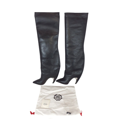 Alexander Mcqueen Sculptural Black/Silver Armadillo Over-The-Knee Boots Size 8