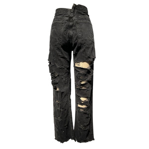 Agolde Distressed Black Criss Cross Straight Denim Jeans Size 30