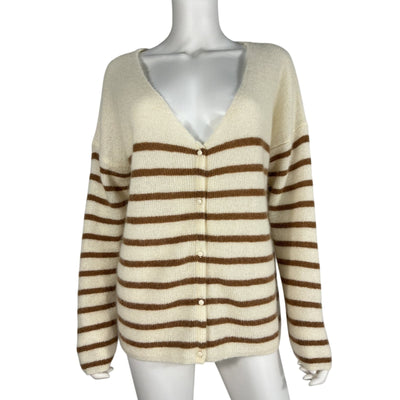 Sézane Striped Beige Barry Cardigan Size XL