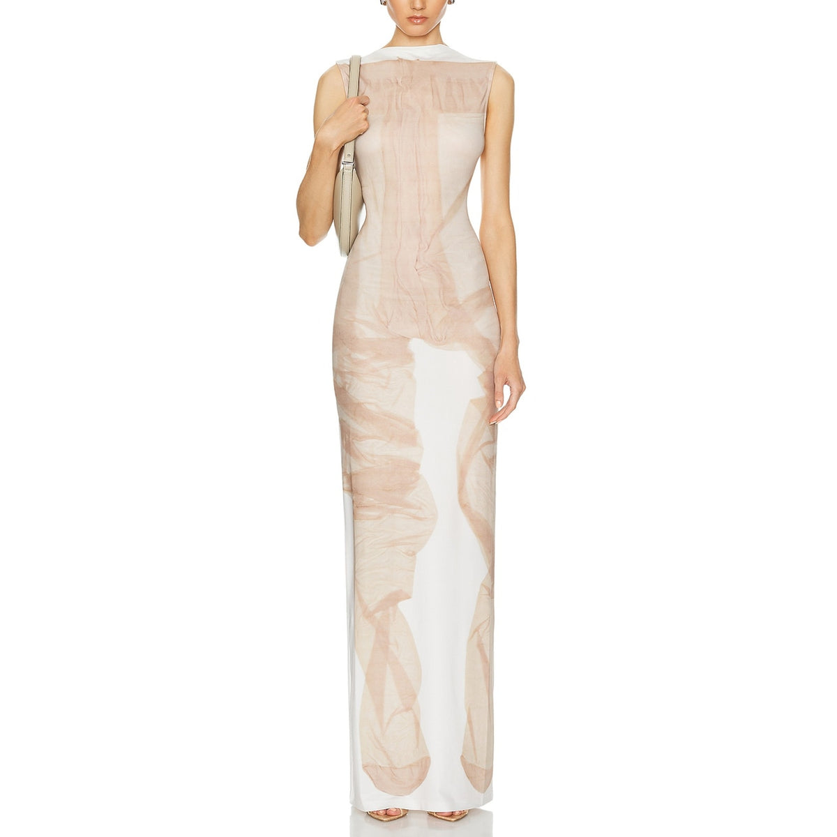 Acne Studios Sleek Tan Sleeveless Maxi Dress Size M NWT
