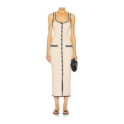 L'Academie Knit Beige Havilah Midi Dress Size M