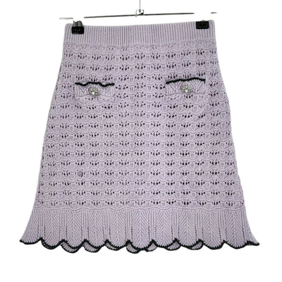 Self-Portrait Crochet Lilac Scallop Hem Skirt Size 8