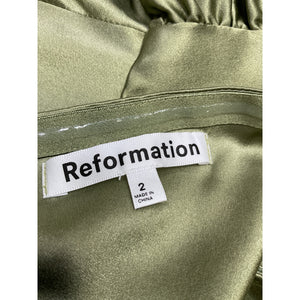 Reformation 'Sorrentine' Green Silk Dress Size 2