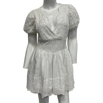 Loveshackfancy Embroidered Antique White Valente Dress Size 4
