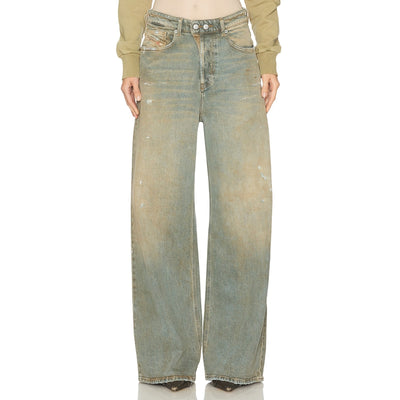 Diesel Distressed Light Blue Sire Wide Leg Denim Jeans Size 25
