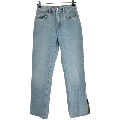 Grlfrnd Classic Blue Harlow Petite High Rise Boot With Slit Hem Denim Jeans Size 24