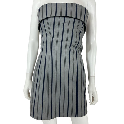 Helsa Tailored Gray And Blue Strapless Mini Dress Size M